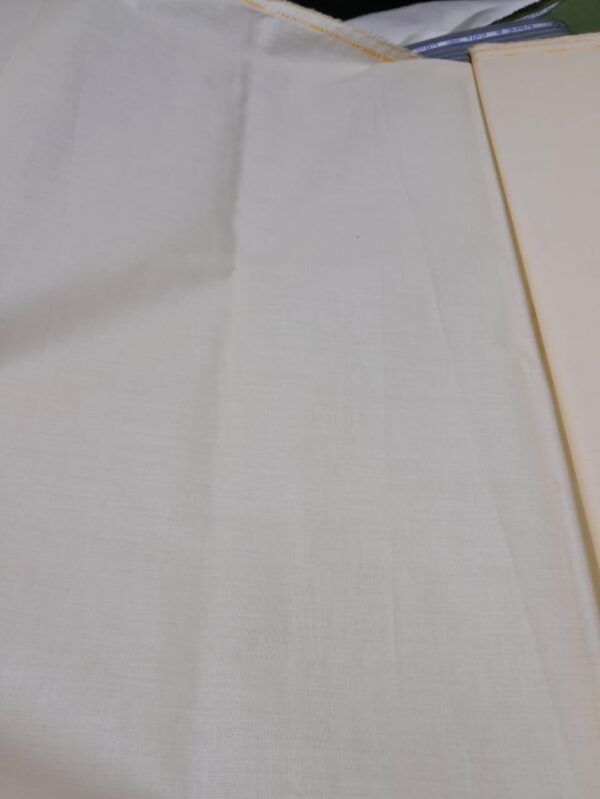 Cream-Colored Pure Cotton Plain Weave Fabric – Ideal for Kurta, Shirt & Traditional Wear”
