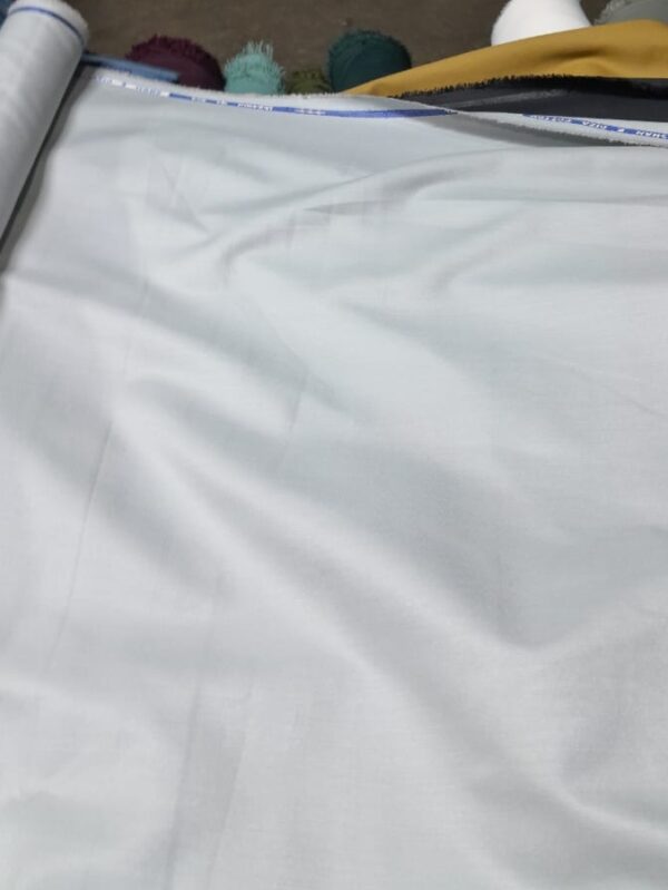 White Plain Poly-Cotton Shirting Fabric