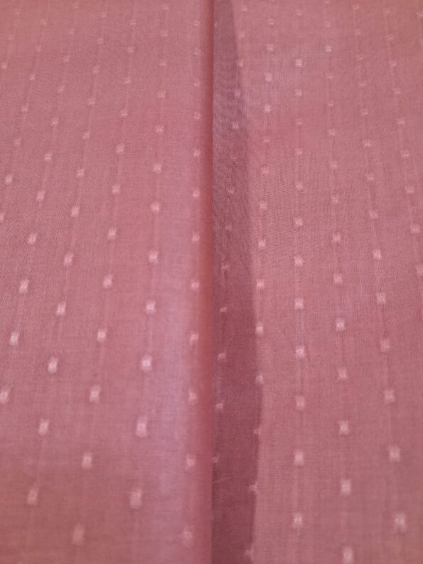 Peach Dobby Fabric – Vertical Dotted Stripe Pattern