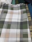 Premium Twill Cotton Shirt Piece – Olive Green, Beige & White Checkered Fabric