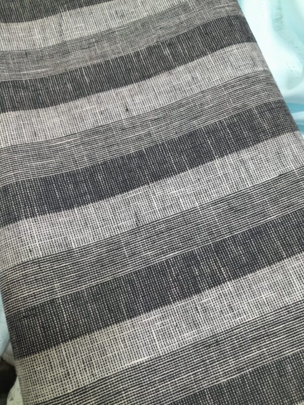 Handloom-Style Black & Off-White Stripe Cotton Fabric