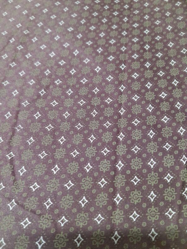 Maroon Printed Shirt Fabric – Floral & Diamond Motif Design (Poly Cotton Blend)”