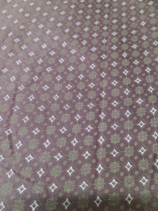 Maroon Printed Shirt Fabric – Floral & Diamond Motif Design (Poly Cotton Blend)”
