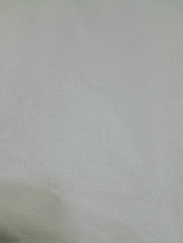 Soft White Pure Cotton Plain Weave Fabric – Lightweight & Breathable for Shirts, Kurtas & Lining”
