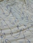 White Base Abstract Line Printed Poly-Cotton Fabric