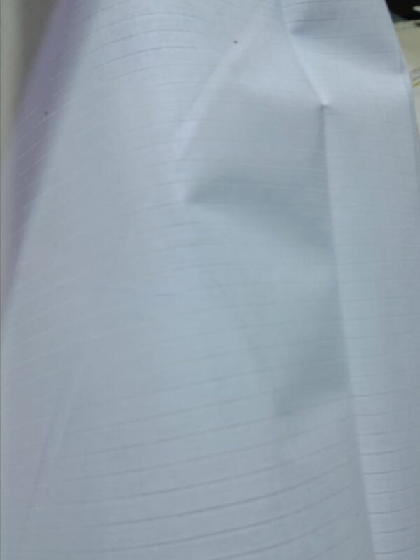 White Self-Check Formal Shirt Fabric – Premium Poly-Cotton Blend”