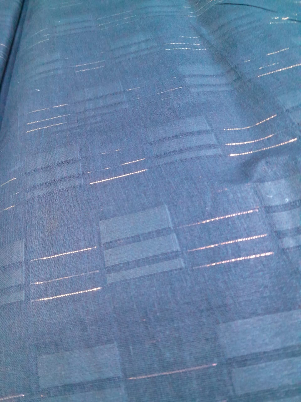 Midnight Blue Jacquard Fabric – Box & Line Pattern
