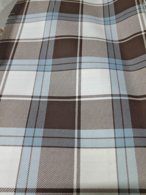 Men’s Twill Cotton Shirt Piece – Coffee Brown & Sky Blue Check Fabric