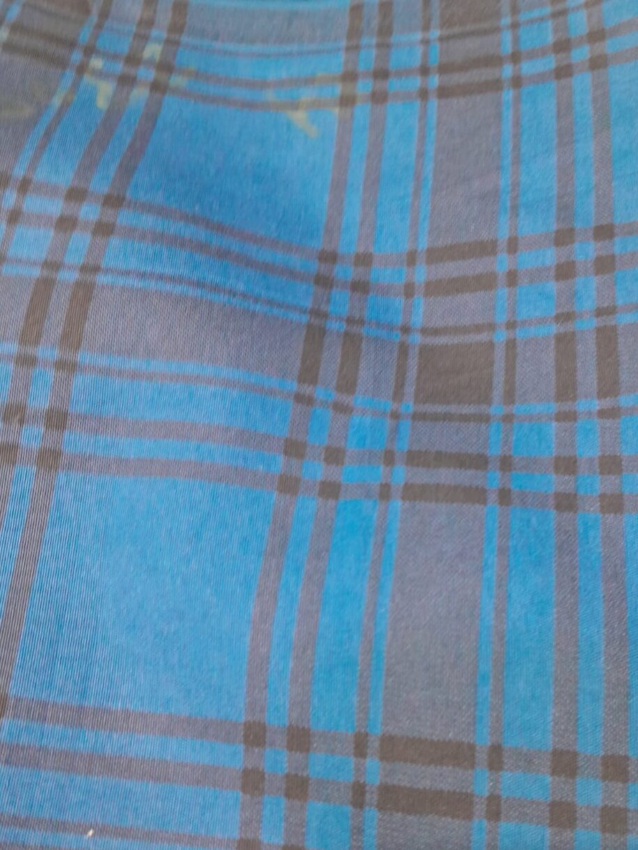 Teal Blue & Charcoal Grey Twill Cotton Check Shirt Fabric